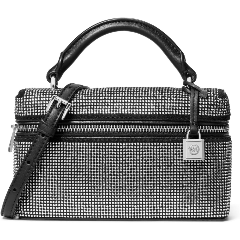 image:imageMichael Kors Jana Extra Small Top Handle Crossbody BagSilvertone HardwareRhinestone Hot FixBlack