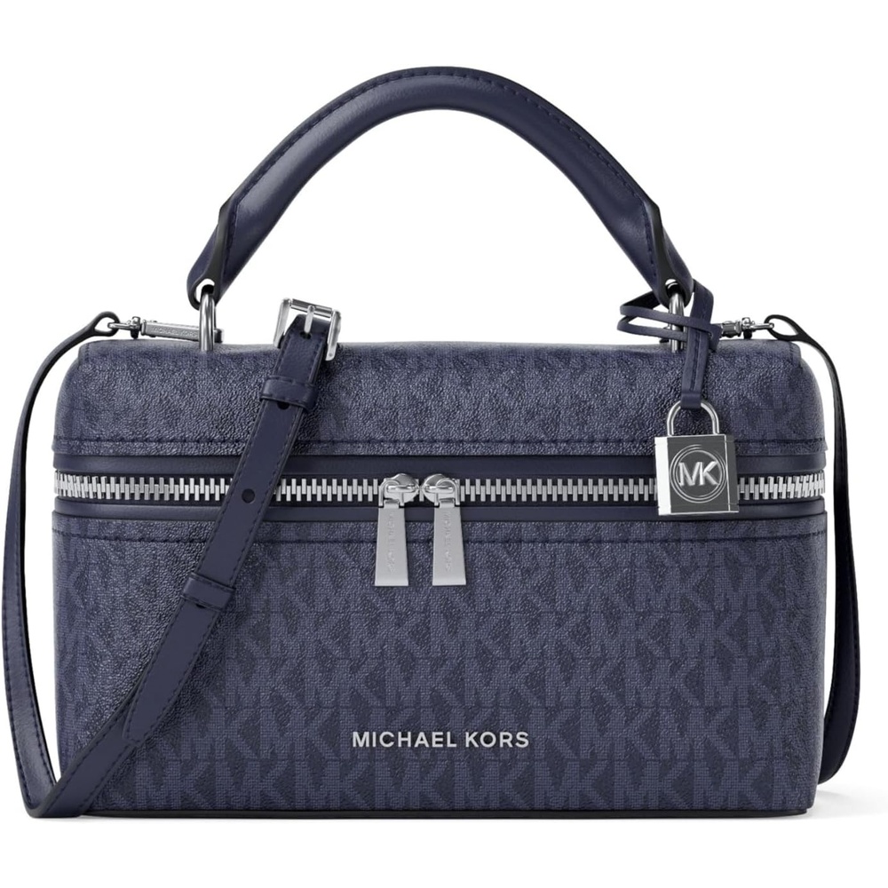 image:imageMichael Kors Jana Extra Small Top Handle Crossbody BagSilvertone HardwareSignature Coated TwillDress Blues