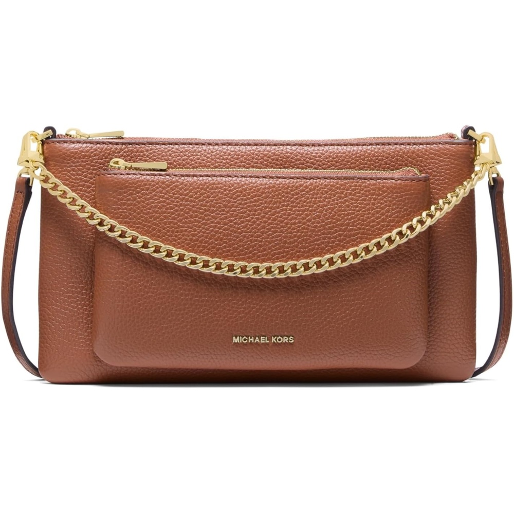 image:imageMichael Kors Jet Set Medium Pocket Convertible Crossbody BagGoldtone HardwarePebble LeatherLuggage