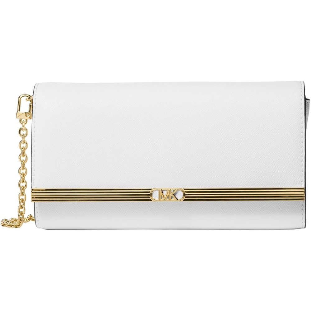 image:imageMichael Kors Mona Large ClutchGoldtone HardwareOptic White