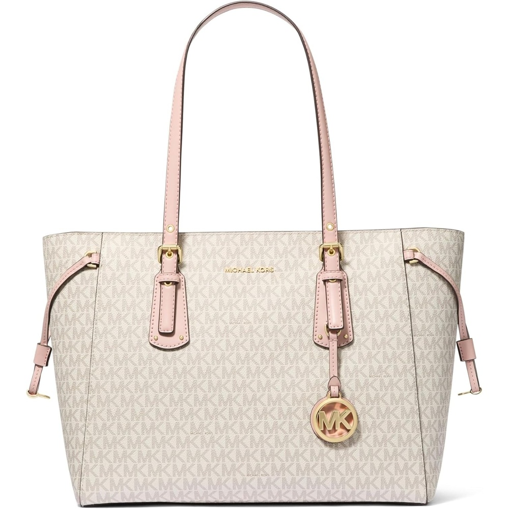 image:imageMichael Kors Voyager Medium MultiFunction ToteGoldtone HardwareVanillaSoft Pink