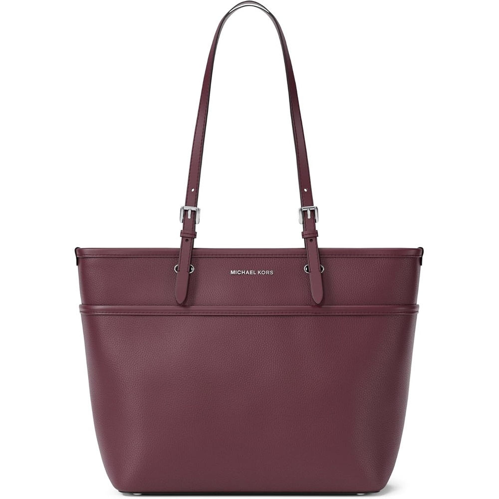 image:imageMichael Kors Winston Medium TopZip Pocket Tote BagSilvertone HardwarePebble LeatherOxblood