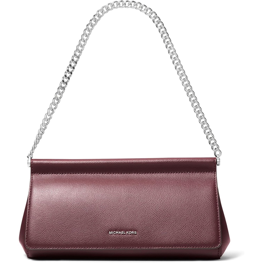 image:imageMichael Kors Womens Carmine Medium ClutchSilvertone HardwareSahara LeatherOxblood