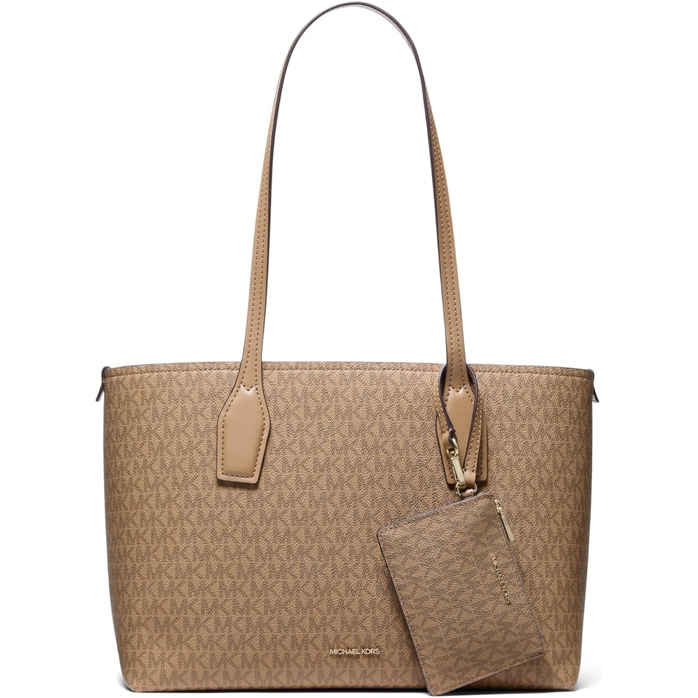 image:imageMichael Kors Womens Charlie Medium Tote With Zmall Zip CaseGoldtone HardwareTonal Mk Signature Coated TwillHusk