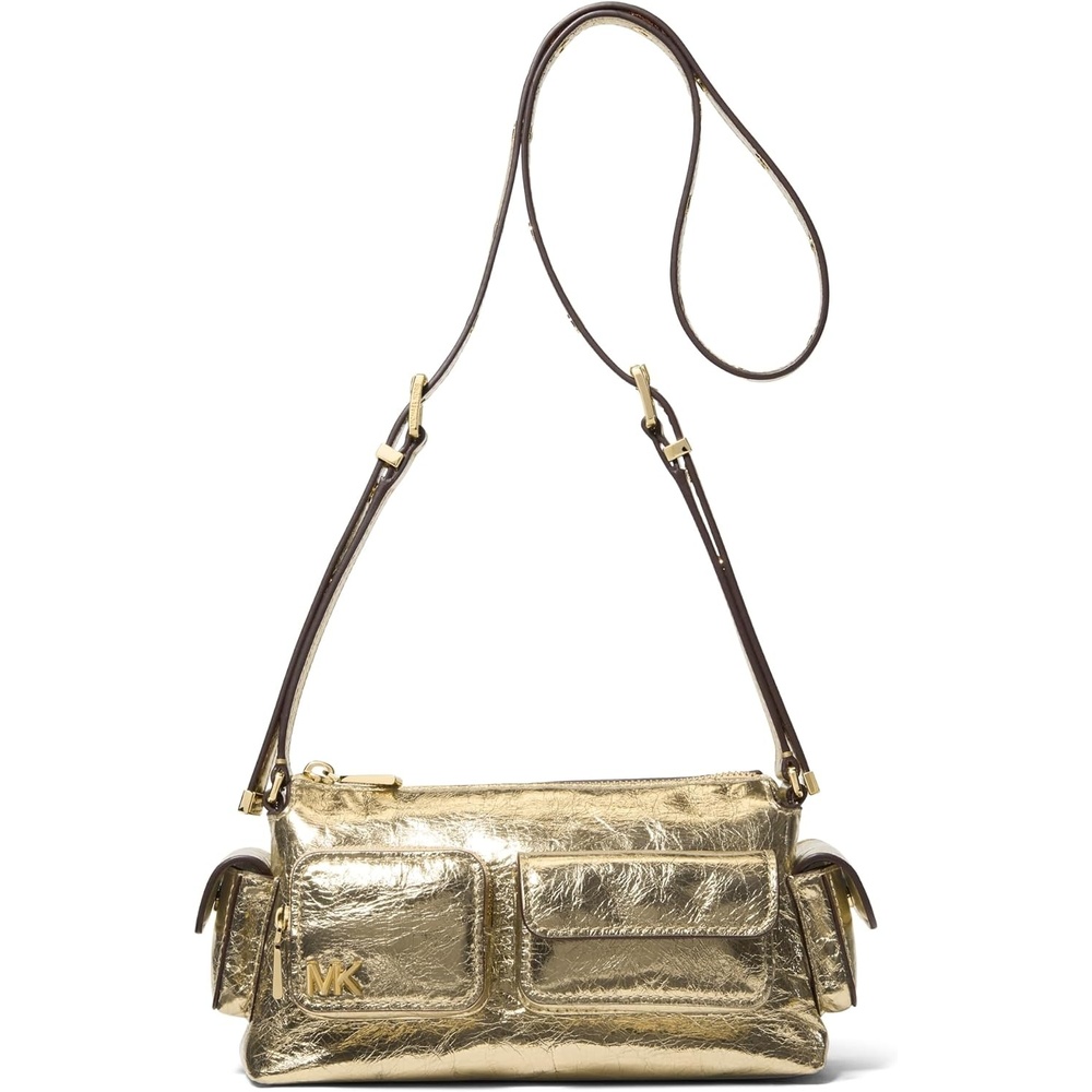 image:imageMichael Kors Womens Dakota Small Convertible Pocket Crossbody BagGoldtone HardwareMetallic Volare LeatherPale Gold