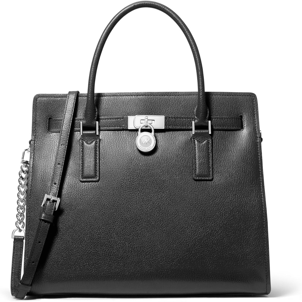 image:imageMichael Kors Womens Hamilton SatchelSilvertone HardwareUrbino LeatherBlack