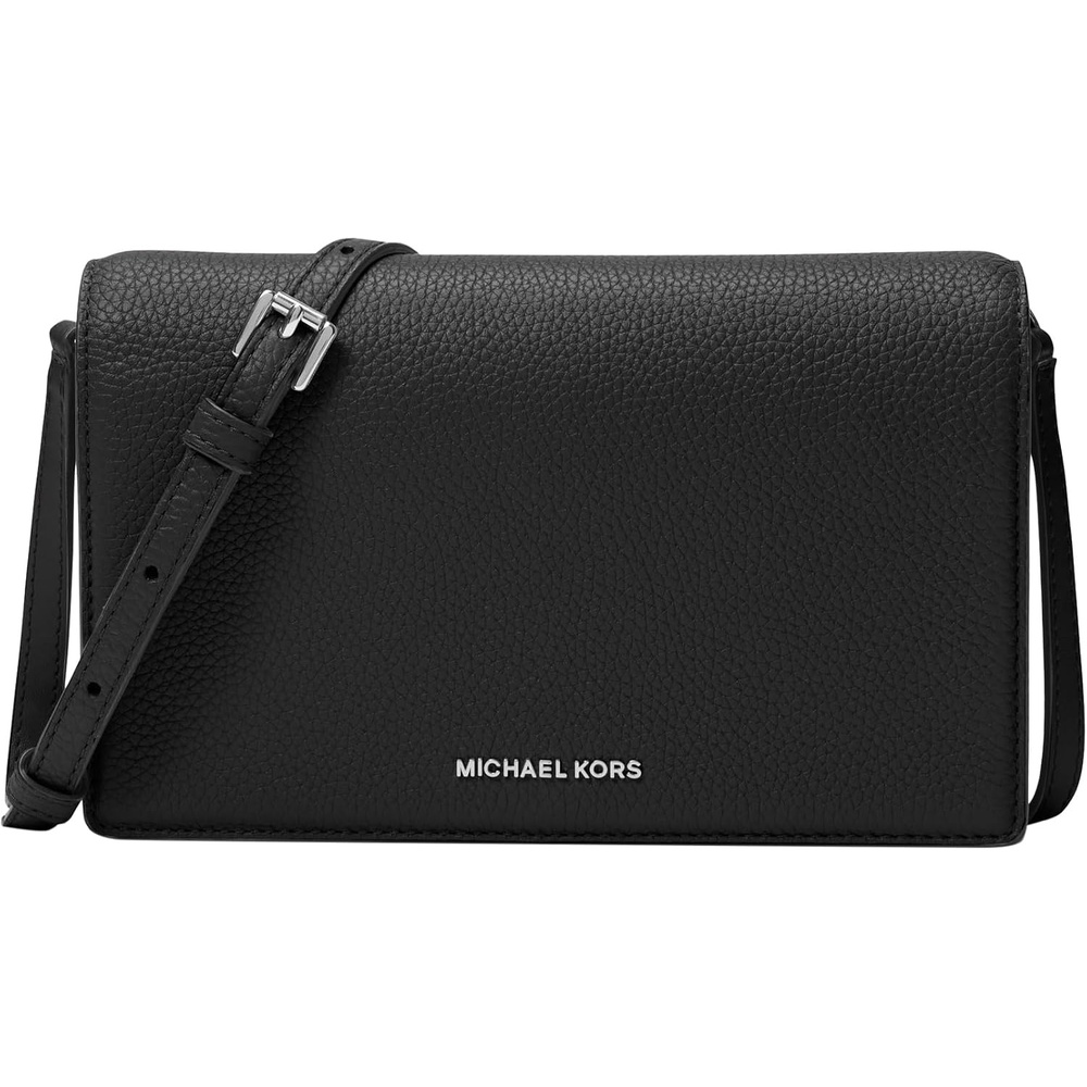 image:imageMichael Kors Womens Jet Set Medium Flap Crossbody BagSilvertone HardwareBlack