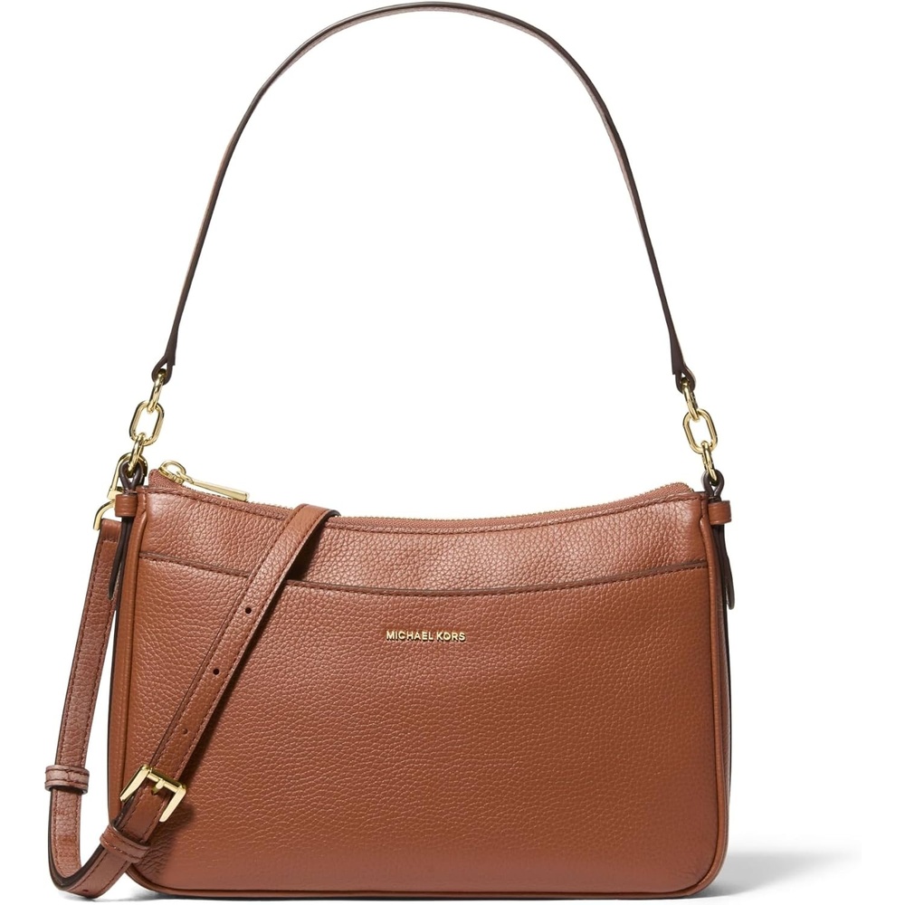 image:imageMichael Kors Womens Jet Set Top Zip Pochette Crossbody BagGoldtone HardwarePebble LeatherLuggage