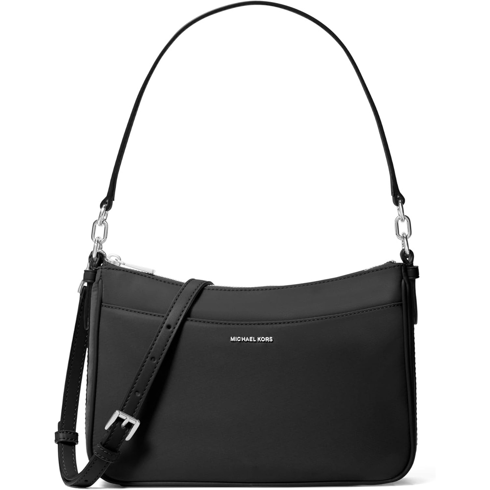 image:imageMichael Kors Womens Jet Set Top Zip Pochette Crossbody BagSilvertone HardwareMilano NylonBlack