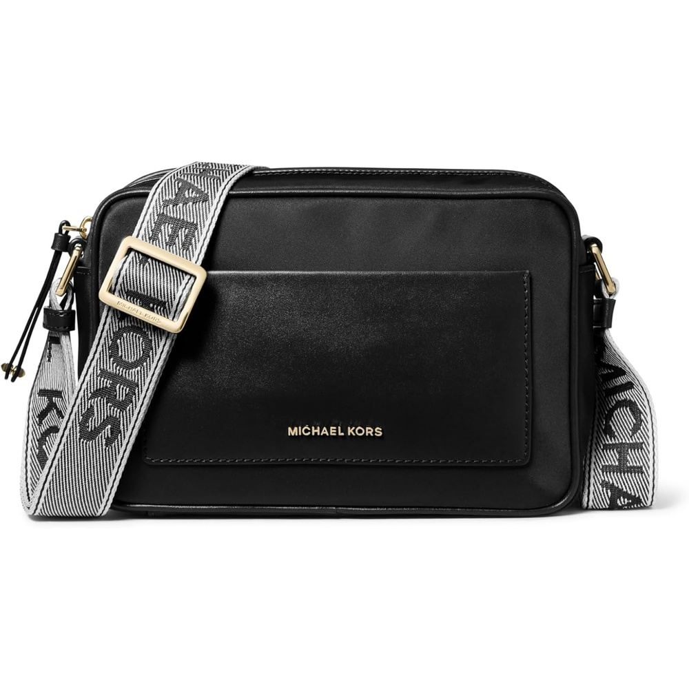 image:imageMichael Kors Womens Jet Set Webbing Strap Crossbody BagGoldtone HardwareNylon With Michael Kors Logo WebbingBlack