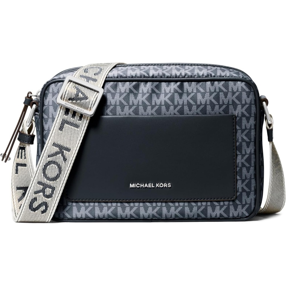 image:imageMichael Kors Womens Jet Set Webbing Strap Crossbody BagSilvertone HardwareTonal Mk Signature Nylon With Mk Logo WebbingAdmiralPale Blue