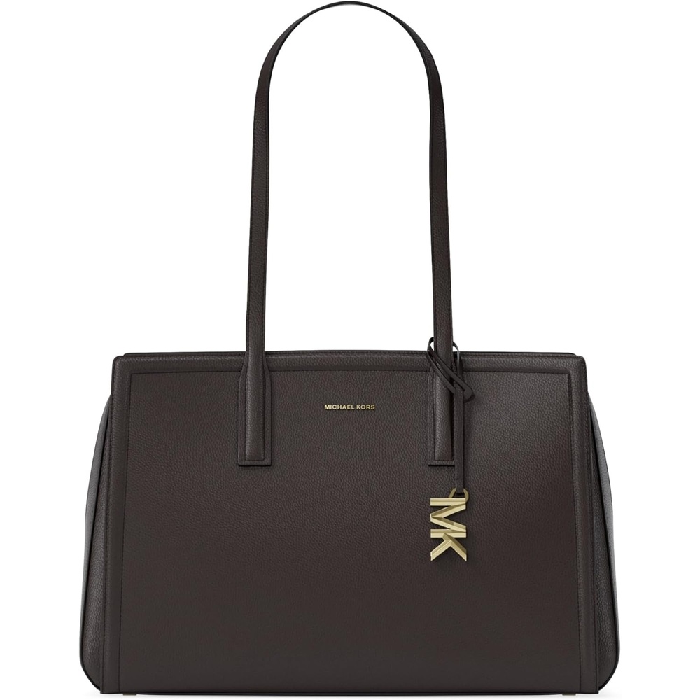 image:imageMichael Kors Womens Laila Medium Tote BagGoldtone HardwareEmbossed Goat LeatherChocolate