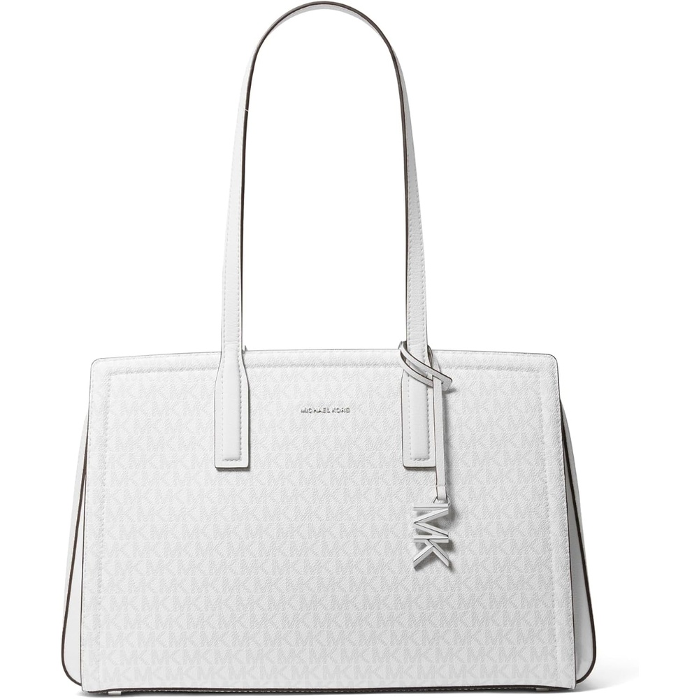 image:imageMichael Kors Womens Laila Medium Tote BagSilvertone HardwareSignature Coated TwillOptic WhiteAllum