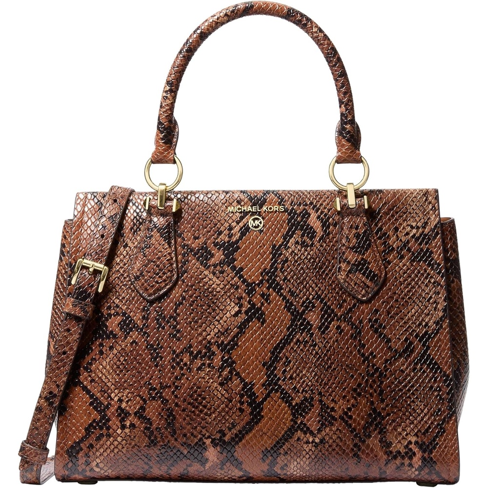 image:imageMichael Kors Womens Marilyn SatchelGoldtone HardwareEmbossed Snake LeatherLuggage
