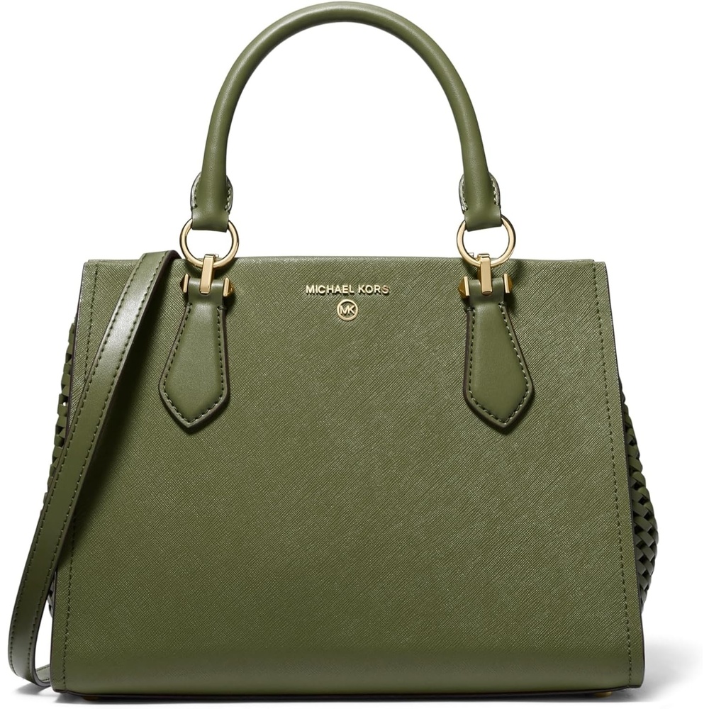 image:imageMichael Kors Womens Marilyn SatchelGoldtone HardwareWovenOlive