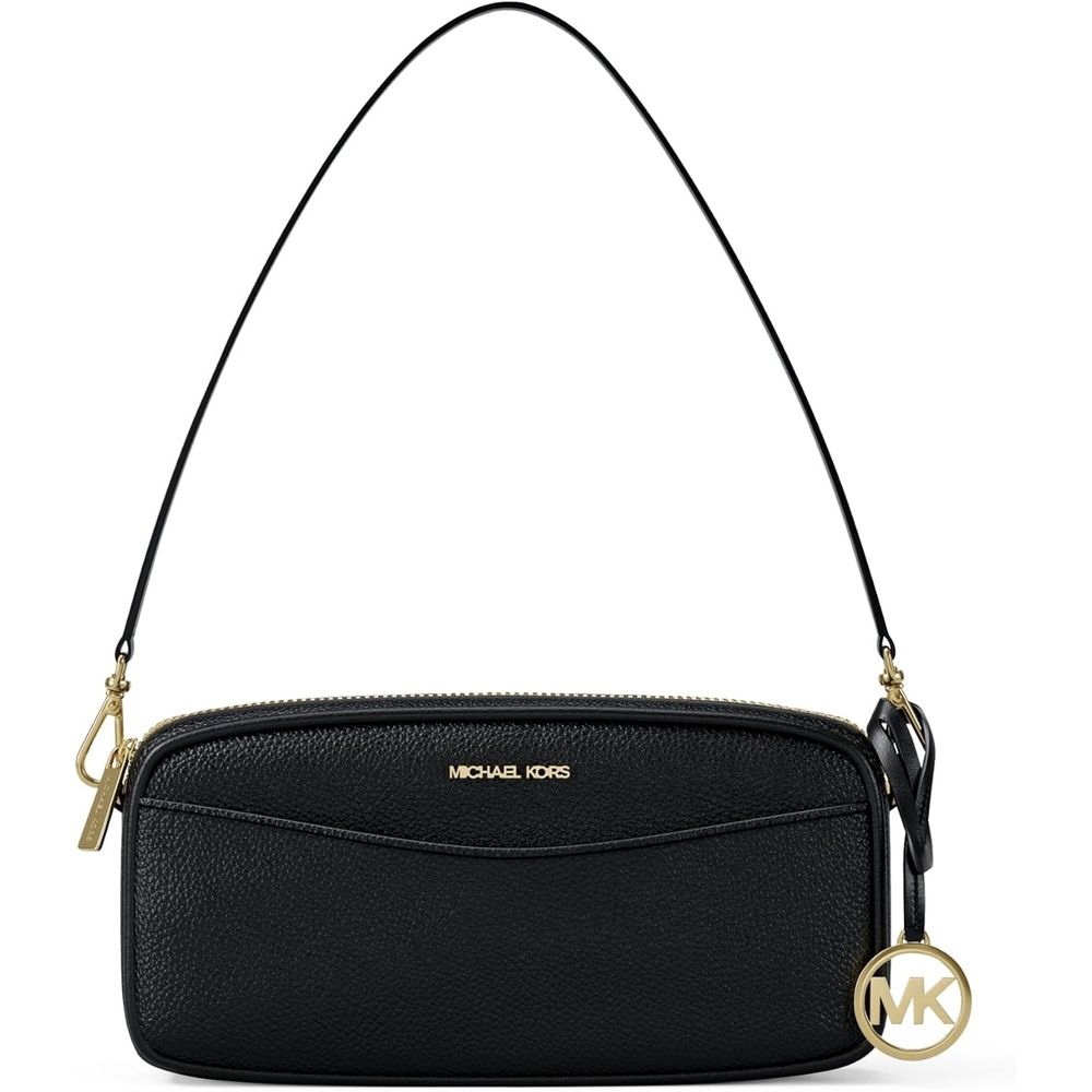 image:imageMichael Kors Womens May Small Convertible Pouchette CrossbodyGoldtone HardwareLeatherBlack