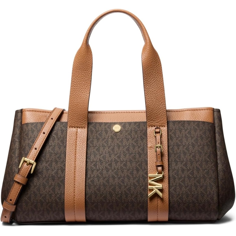 image:imageMichael Kors Womens Romee Small SatchelGoldtone HardwareMk Signature Coated TwillBrownAcorn