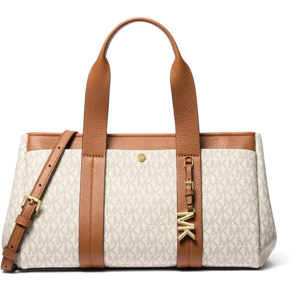 image:imageMichael Kors Womens Romee Small SatchelGoldtone HardwareMk Signature Coated TwillVanillaAcorn