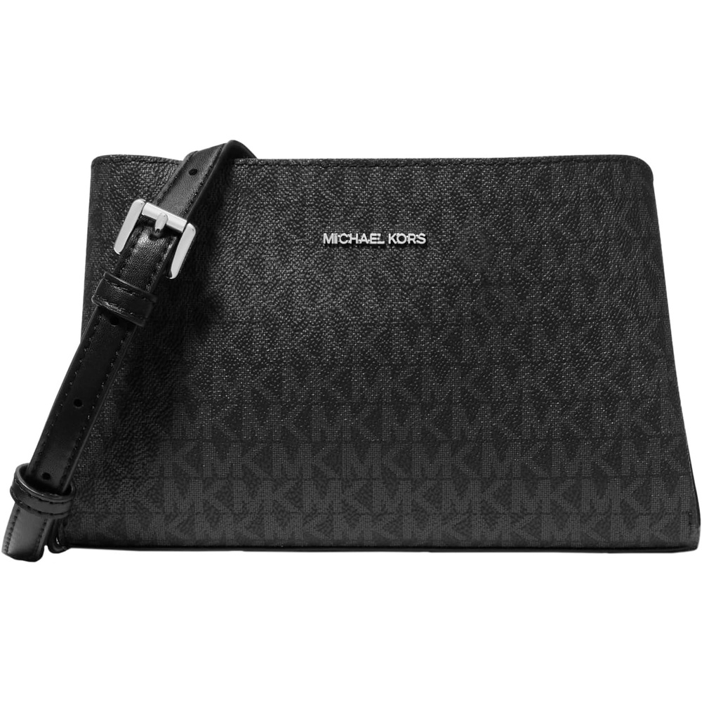 image:imageMichael Kors Womens Ruthie Small Crossbody BagSilvertone HardwareTonal Signature Coated TwillBlack