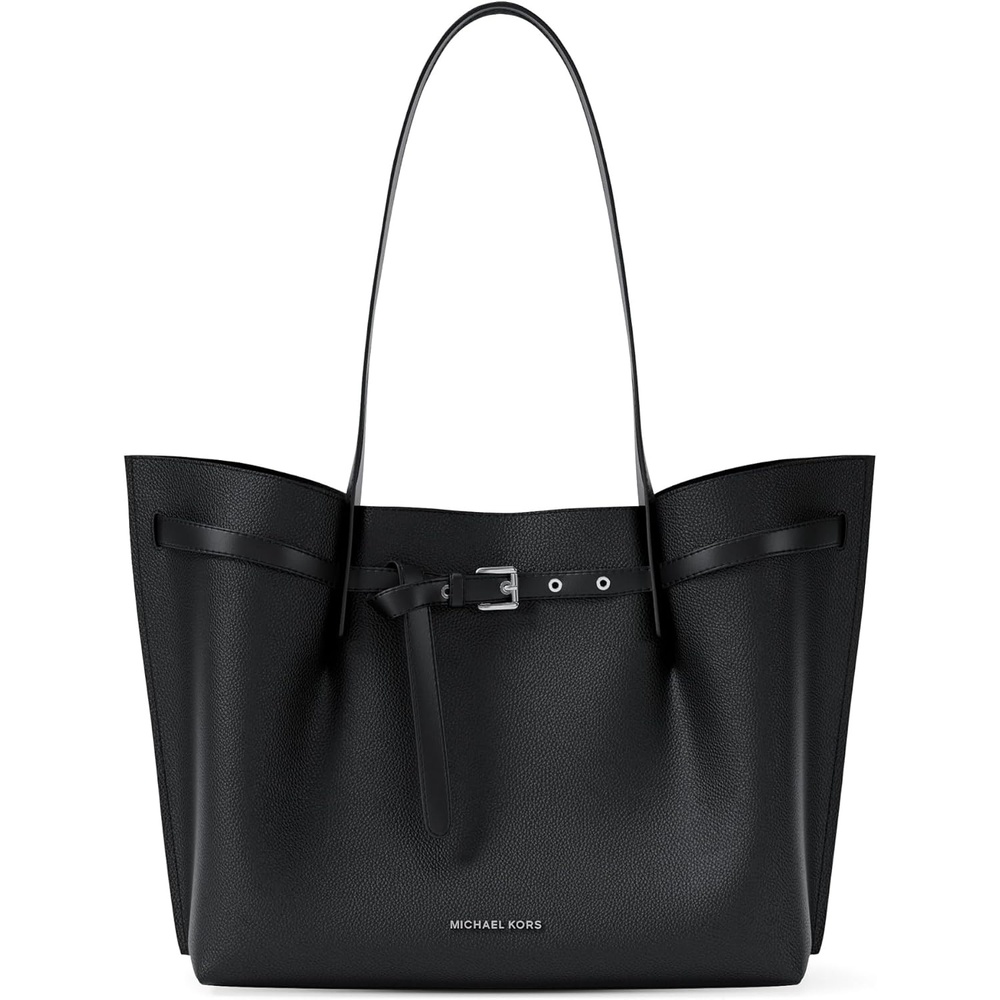 image:imageMichael Kors womens Emilia Large ToteSilvertone HardwarePebble LeatherBlack
