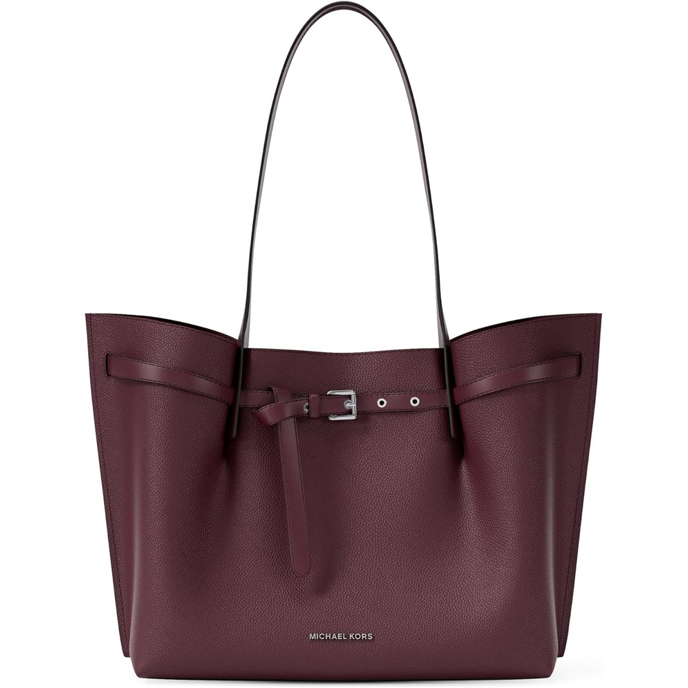 image:imageMichael Kors womens Emilia Large ToteSilvertone HardwarePebble LeatherOxblood