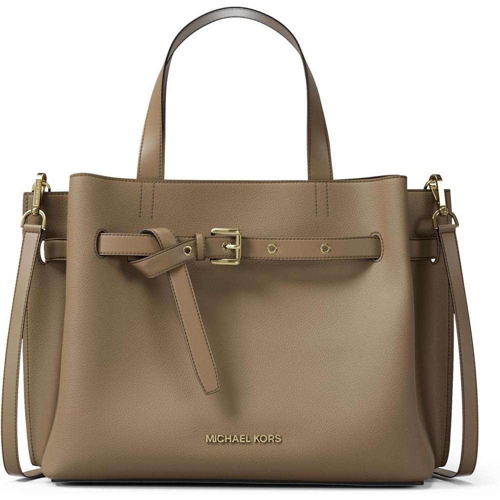 image:imageMichael Kors womens Emilia Medium SatchelGoldtone HardwarePebble LeatherHusk