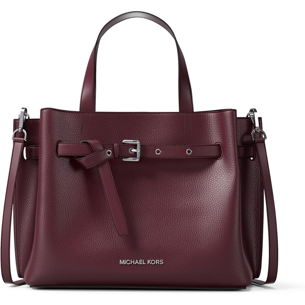 image:imageMichael Kors womens Emilia Medium SatchelSilvertone HardwarePebble LeatherOxblood