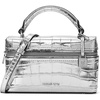 Silver-tone Hardware/Metallic Crocodile Embossed Leather/Silver