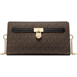 MICHAEL Michael Kors Hamilton Moderne Exta Small Convertible Xbody(Gold-tone Hardware/Mk Signature Coated Twill/Brown/Black)
