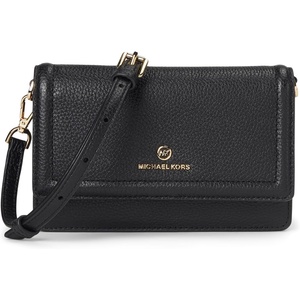 MICHAEL Michael Kors Jet Set Charm Small Phone Crossbody – Purse for Women – Saffiano Leather – Snap Closure(Gold-tone Hardware/Black)