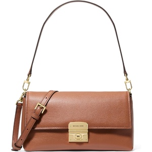 Michael Kors Addie Medium Convertible Pouchette Crossbody Bag(Gold-tone Hardware/Soft Shiny Goat Leather/Luggage)