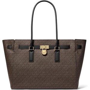 Michael Kors Hamilton Large Tote(Gold-tone Hardware/Mk Signature Coated Twill/Brown/Black)