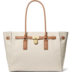 Michael Kors Hamilton Large Tote(Gold-tone Hardware/Mk Signature Coated Twill/Vanilla/Acorn)