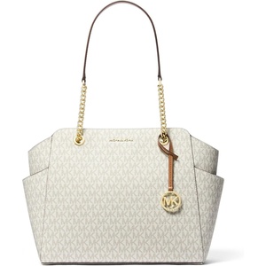 Michael Kors Jacquelyn Medium Chain Tote(Gold-tone Hardware/Vanilla/Acorn)