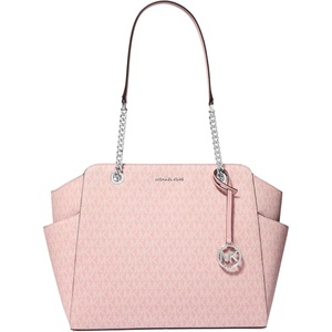 Michael Kors Jacquelyn Medium Chain Tote(Silver-tone Hardware/Smokey Rose)