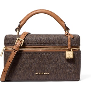 Michael Kors Jana Extra Small Top Handle Crossbody Bag(Gold-tone Hardware/Signature Coated Twill/Brown/Acorn)
