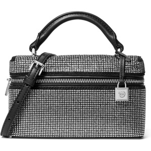 Michael Kors Jana Extra Small Top Handle Crossbody Bag(Silver-tone Hardware/Rhinestone Hot Fix/Black)