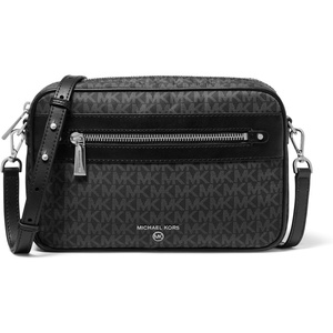 Michael Kors Jet Set Charm Large East/West Crossbody(Silver-tone Hardware/Mk Signature Nylon/Black)