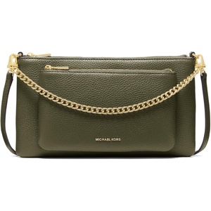 Michael Kors Jet Set Medium Pocket Convertible Crossbody Bag(Gold-tone Hardware/Pebble Leather/Ivy)