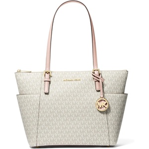 Michael Kors Jet Set Top Zip Tote(Gold-tone Hardware/Vanilla/Soft Pink)