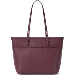 Michael Kors Winston Medium Top-Zip Pocket Tote Bag(Silver-tone Hardware/Pebble Leather/Oxblood)