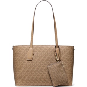Michael Kors Women’s Charlie Medium Tote With Zmall Zip Case(Gold-tone Hardware/Tonal Mk Signature Coated Twill/Husk)