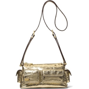 Michael Kors Women’s Dakota Small Convertible Pocket Crossbody Bag(Gold-tone Hardware/Metallic Volare Leather/Pale Gold)