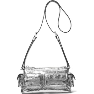 Michael Kors Women’s Dakota Small Convertible Pocket Crossbody Bag(Silver-tone Hardware/Metallic Volare Leather/Silver)