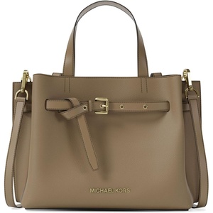 Michael Kors Women’s Emilia Small Satchel(Gold-tone Hardware/Pebble Leather/Husk)