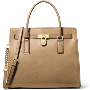 Michael Kors Women’s Hamilton Satchel(Gold-tone Hardware/Urbino Leather/Husk)