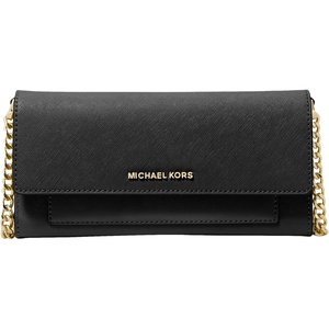 Michael Kors Women’s Jet Set Medium 2-in-1 Wallet On Chain Crossbody Bag(Gold-tone Hardware/Black)