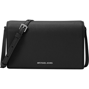 Michael Kors Women’s Jet Set Medium Flap Crossbody Bag(Silver-tone Hardware/Black)