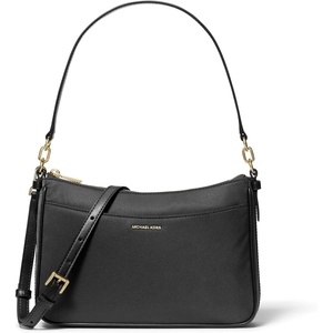 Michael Kors Women’s Jet Set Top Zip Pochette Crossbody Bag(Gold-tone Hardware/Milano Nylon/Black)