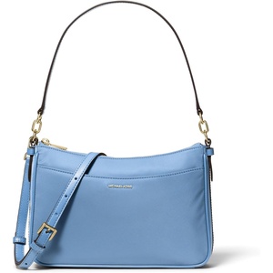Michael Kors Women’s Jet Set Top Zip Pochette Crossbody Bag(Gold-tone Hardware/Milano Nylon/French Blue)